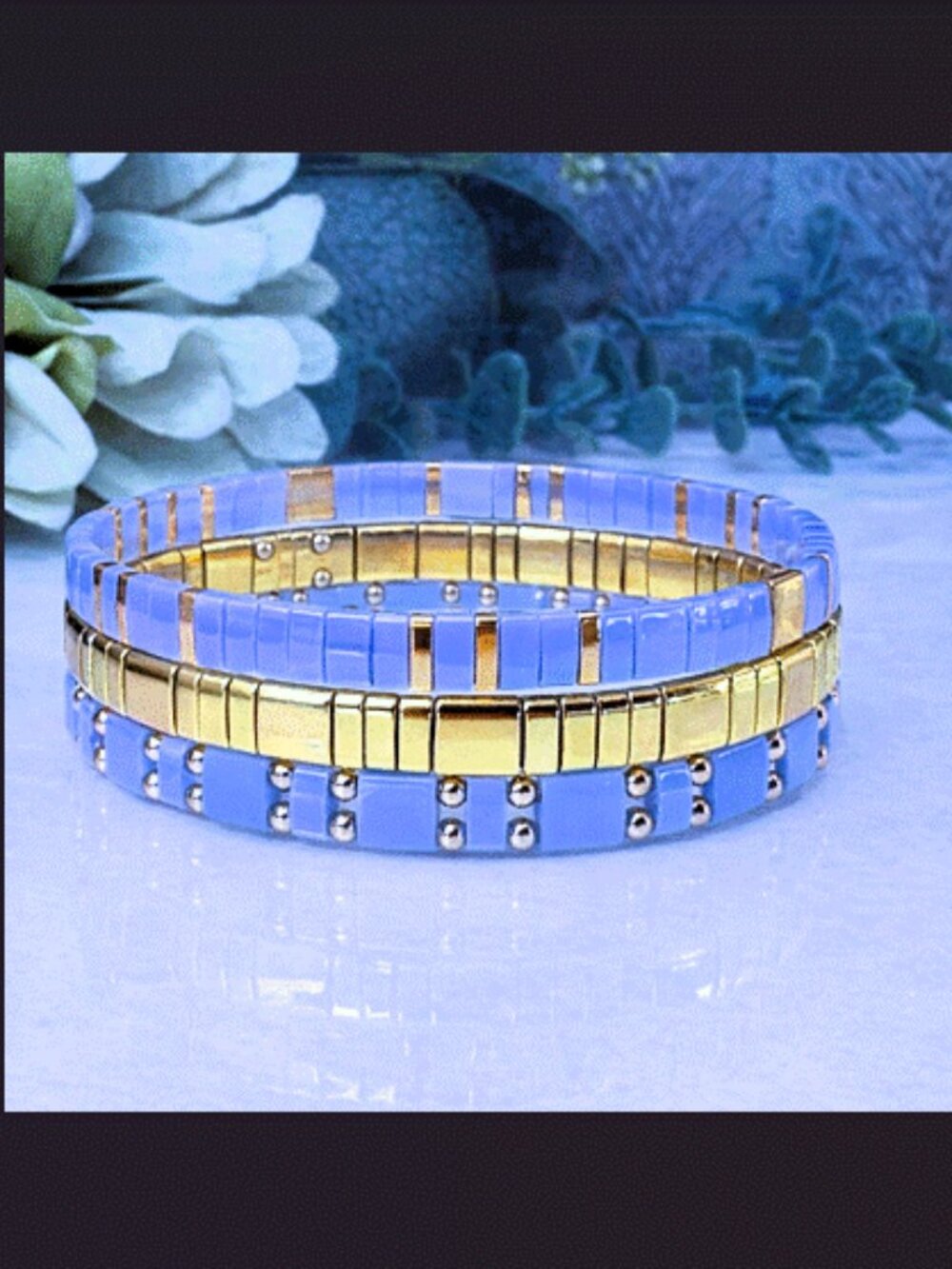 Miyuki Tila Bead stretch bracelet bundle (set of 3)